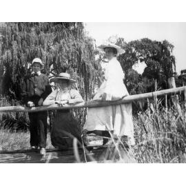 On the footbridge near Balala homestead, c. 1900