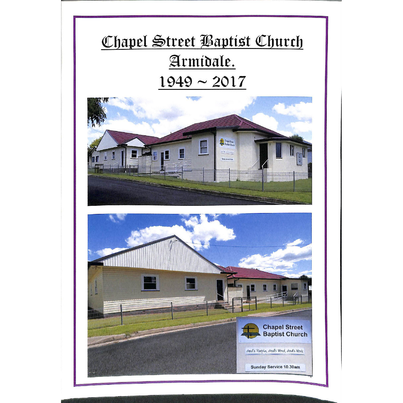 Chapel Street Baptist Church Armidale 1949-2017