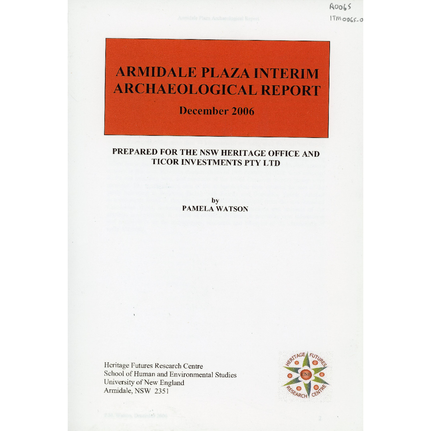 Armidale Plaza Interim Archaeological Report