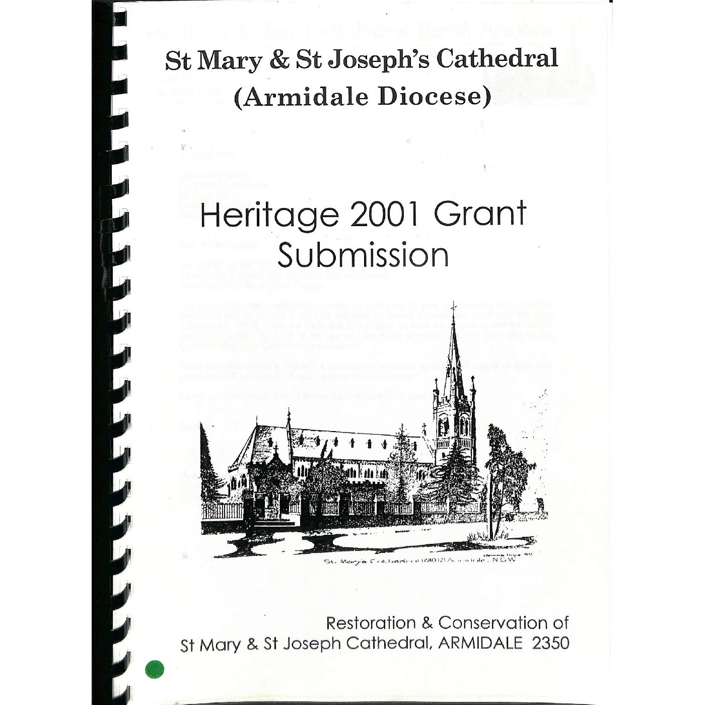 St Mary & St Joseph's Cathedral (Armidale Diocese) Heritage 2001 Grant Submission
