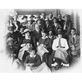 Group of people on verandah of "Sturry" - Sandbag Makers, 1914-1918 War