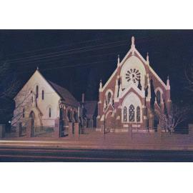 Methodist Church and Hall at night