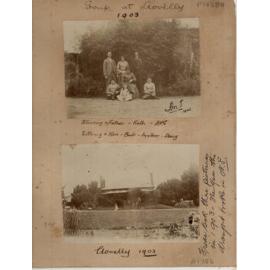 Gordon family standing in front of Clovelly