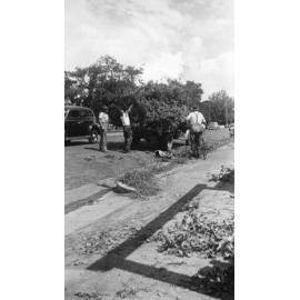 Cleanup of storm debris after tornado, Armidale, 1954