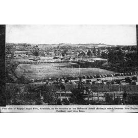 Panorama looking south over Rugby League Park during Robinson Shield Rugby League match