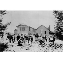 Snow scene at the Hillgrove Public School, c. 1900