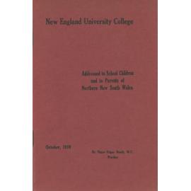 New England University College Addressed to School Children and to Parents of Northern NSW October 1939