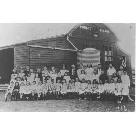 School group outside school (Beehive building built 1885), c. 1917