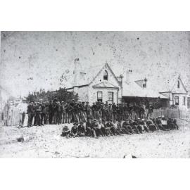 Students outside Kemmis' School, Beardy Street East, Armidale
