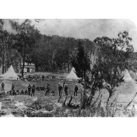 General view of Fladbury School, students, scholars and student tents, c. 1920