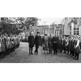 Celebration at New England Girls' School, Bishop Moyes with Official Party, c. 1930s