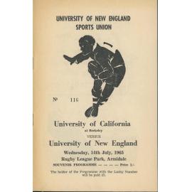 Souvenir programme - University of California vs University of New England, 1965