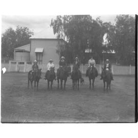 Six women and girls on horseback, 1917