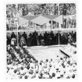 Elevated view of Graduation ceremony, UNE, 1974