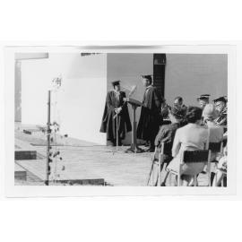Opening of the Arts Building, 1967. Prof. Barratt and Ian Sinclair