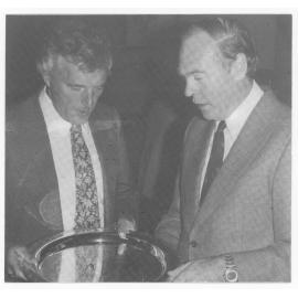Pro Vice Chancellor Elkin and Vice Chancellor Professor Lazenby, 1977