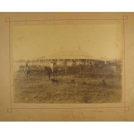 Two men on horseback, Welltown homestead, early  1890s