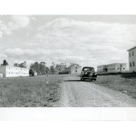 Wright College Construction, car in the forground, 1958