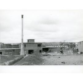 Wright College Construction, with boiler chimney, 1960