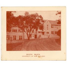 Greeting card from the Voisey family featuring Booth Block, University of New England