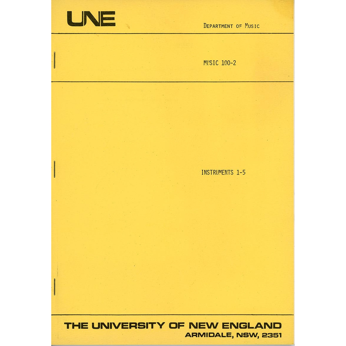 UNE Department of Music: Music 100-2: Instruments 1-5