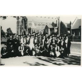 Graduation group outside St. Peter’s Cathedral Armidale, 1945