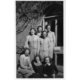 N.E.U.C. admin staff outside Booloominbah, 1945