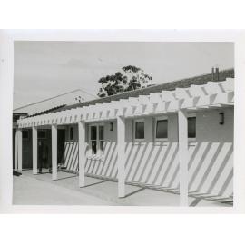 Exterior view of Union buildings, University of New England, 1956