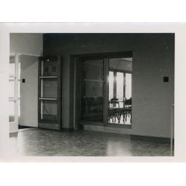 Union building UNE, cafeteria entrance and interior, 1956