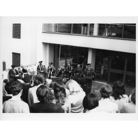 Sir Frank Kitto (Chancellor) and others at the opening of Economics