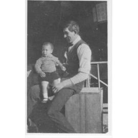 Fred Jack with his younger son, Russell, outside their Glen Innes home, c. 1920