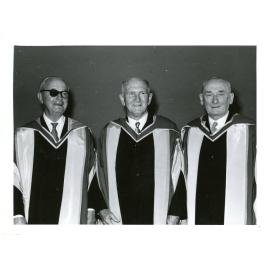 Sir Richard Lane Poole, Sir Albert Axon and Mr Justice Clancy, conferring of Honorary Degrees, 13 October 1962
