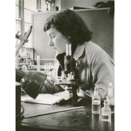 Maryna Wilkes using a microscope in the Zoology Laboratory, University of New England of New England
