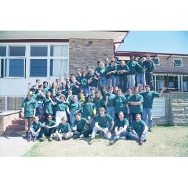 Group of unidentified students outside Wright College