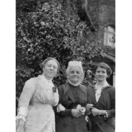 Matron Blomfield, Mrs Sarah White and Miss Adelaide White at the Booloominbah Red Cross Home, Armidale, about 1916
