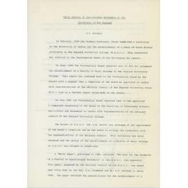 Early History of Agricultural Economics at the University of New England