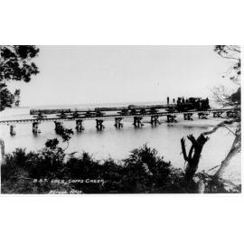 B.A.T. locomotive, Coffs Creek [Notation - British Australian Timber Co. Shay geared locomotive Coffs Harbour]