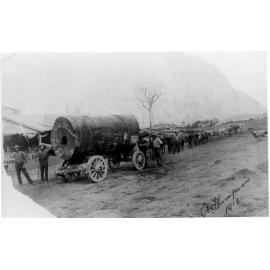 Bullock teams transporting a blackbutt log. Image endorsed 'A Thompson 1912'
