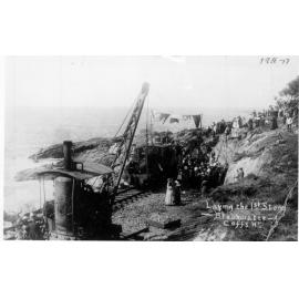 Breakwater Coffs Harbour, laying the first stone, 1917