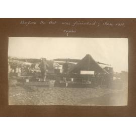 Before the hut was finished, January 1911