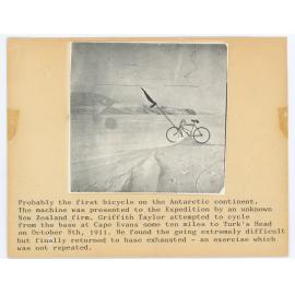 "Probably the first bicycle on the Antarctic continent"