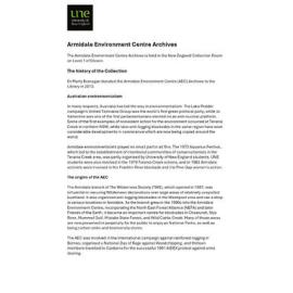 Armidale Environment Centre Archives: Finding Aid
