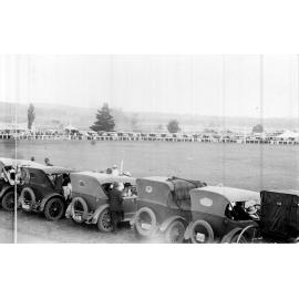 Armidale Show, looking southeast, with cars lining the fence, c. 1935