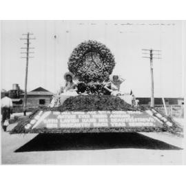 75th Procession 'Nature' float with poem and clock, 1938