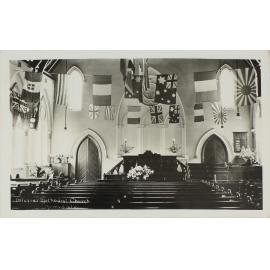 Interior Methodist Church with flags, [1918]