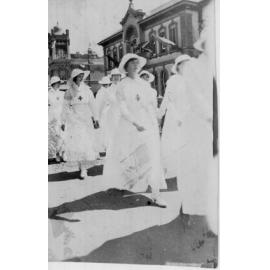 Procession, nurses marching near Richardson's Corner, [1918]