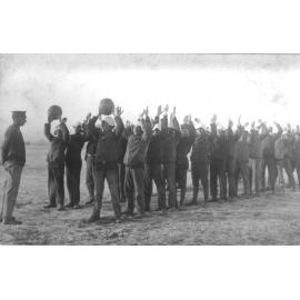 Men in camp at Armidale showground