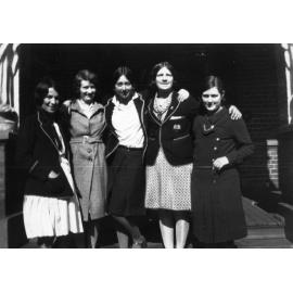 Armidale Teachers' College: Smith House: Gertie Thomas, Elaine Goodwin, Jean Perrit, Sheila Campbell, Peggy Drummond, 1930-1931 Session