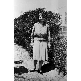 Armidale Teachers' College, Smith House, Miss E.M. Roulston in grounds of "Girrahween", 1929