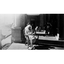 Armidale Teachers' College, Smith House, Matron Jane Ann Furnifull on verandah of "Girrahween"